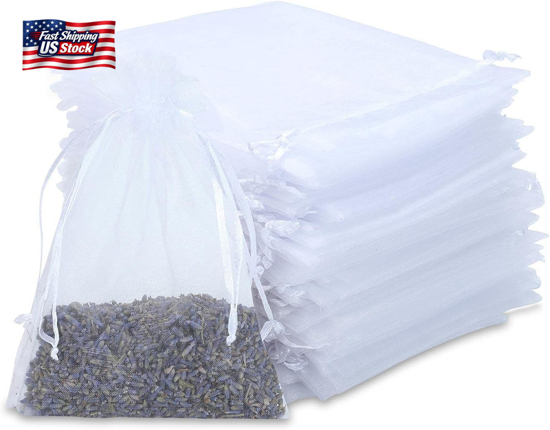 Kslong 100PCS Small Mesh Bags Drawstring 3X4, Sheer Organza Bags Drawstring for gallery