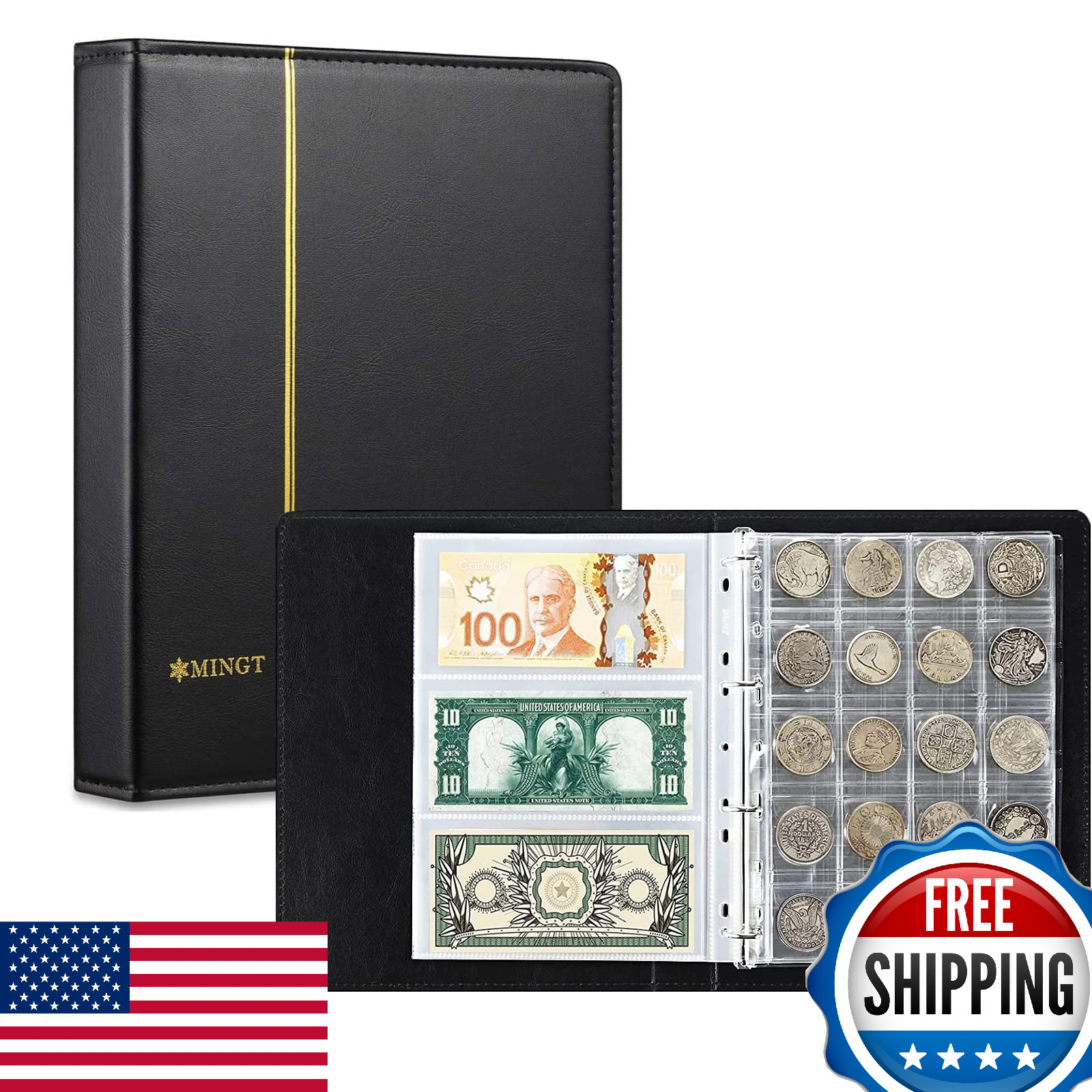 AITIME 5 in 1 Coin Currency Collection Book, 214 Pockets, 4 Size Coin Pockets an gallery