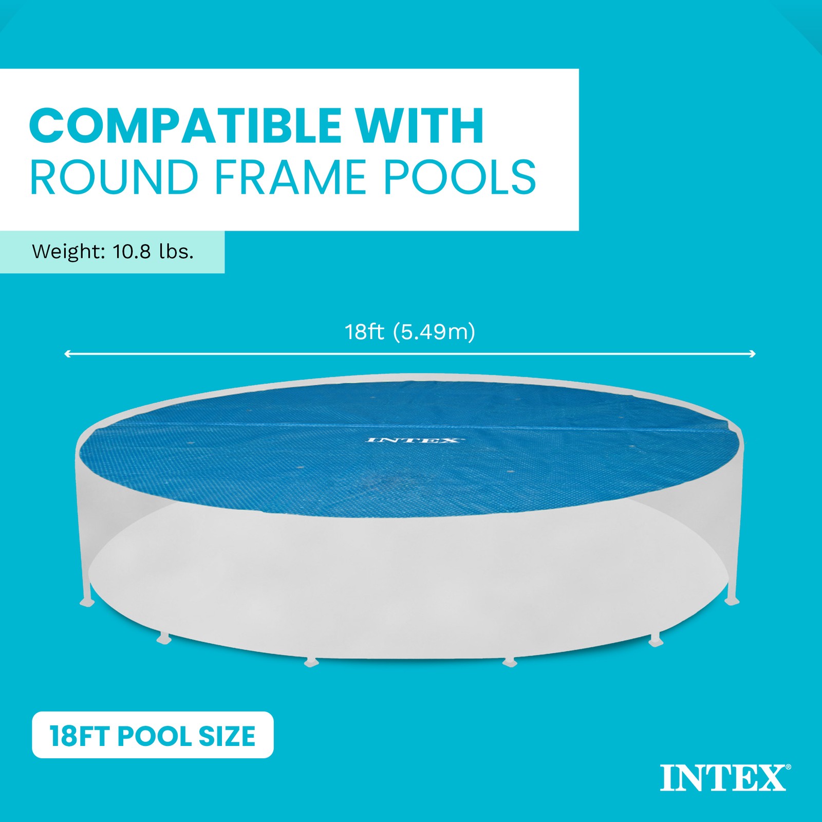 Intex 18 Ft Round Easy Set Blue Solar Cover for Swimming Pools, Pool Cover Only gallery