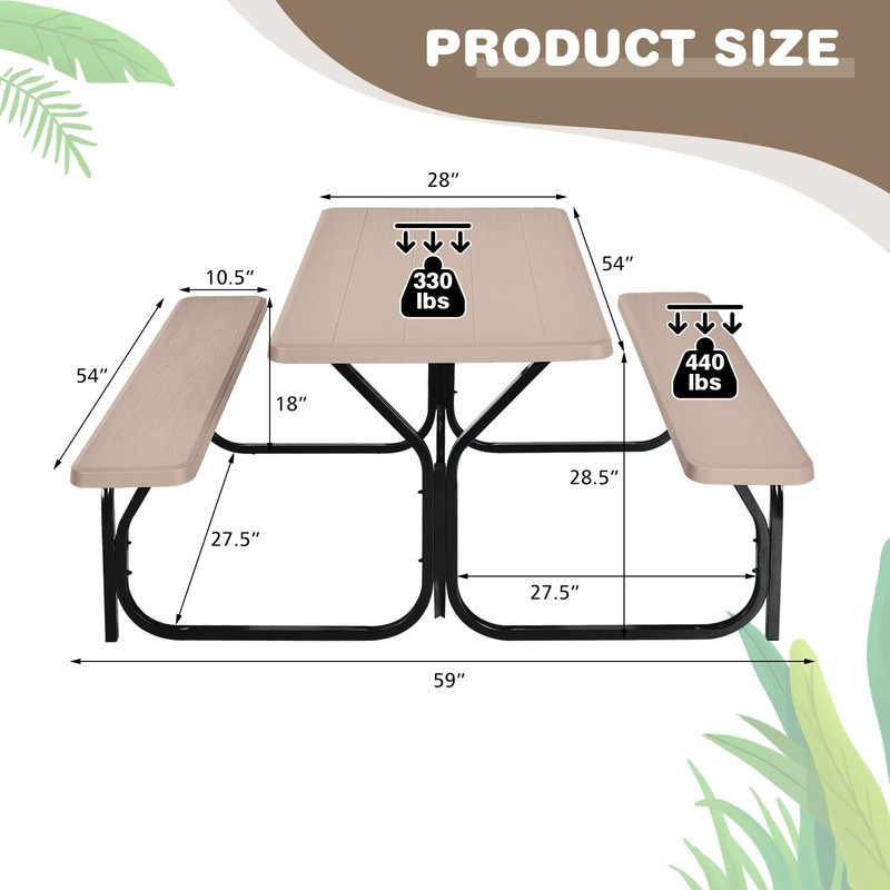 Picnic Table Bench Set Outdoor Backyard Garden Party Dining All Weather gallery