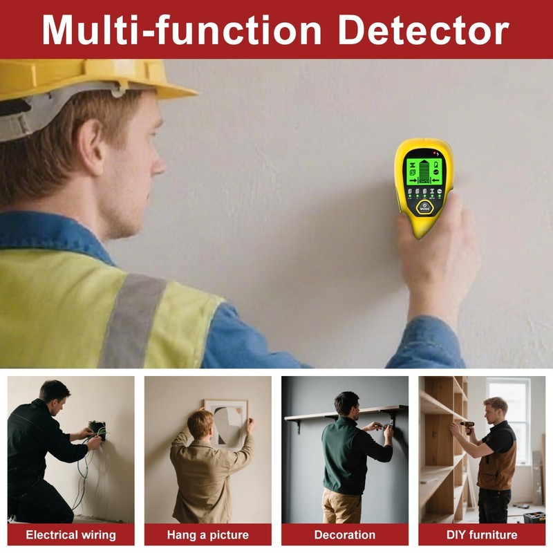 Multi-Surface Stud Detector | 5-in-1 Wall Scanner with HD LCD & Precision | L... gallery