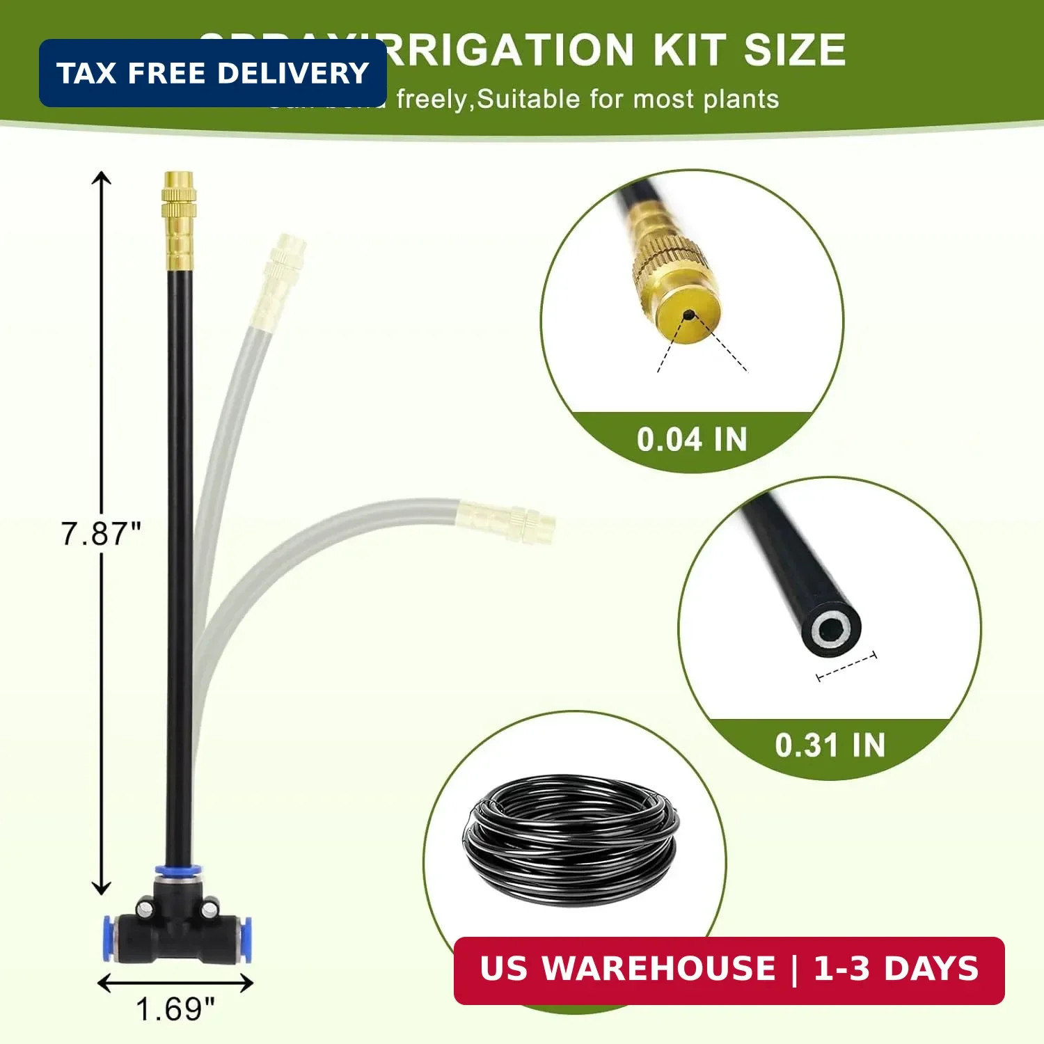 Automatic Drip Irrigation Kit - 50FT with Tool-Free Quick Connectors, 15 Copper gallery