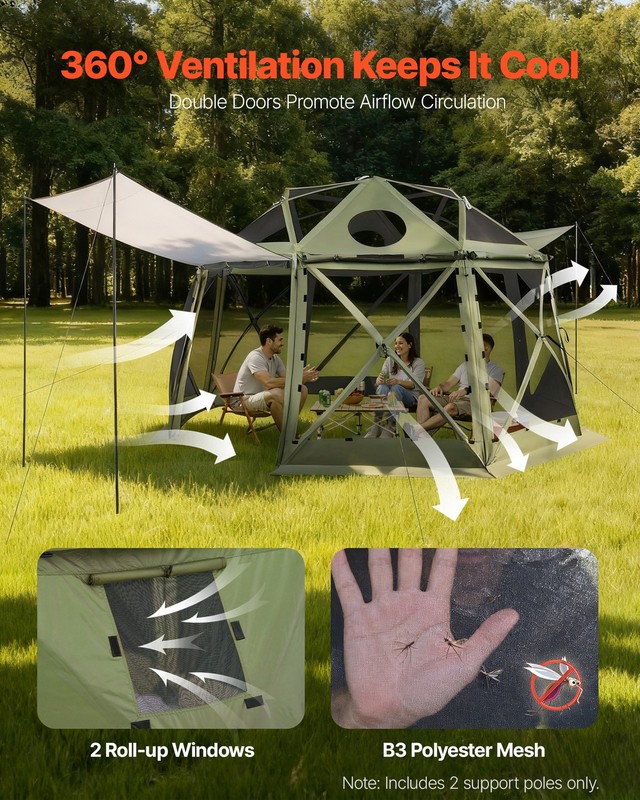 VEVOR 13-Sided Spherical Pop up Gazebo Screen Tent 13 x 13 ft for 10-12 Persons gallery