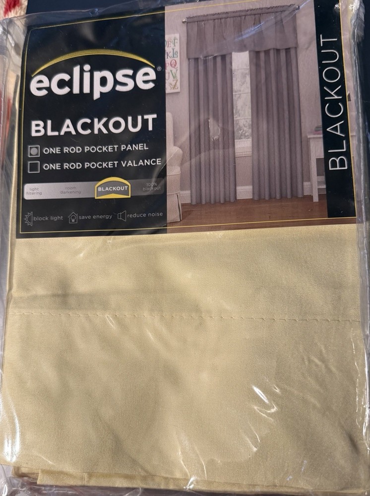 Eclipse Kids Microfiber Blackout One Rod Pocket Panel Curtain, Yellow 42" x 63"