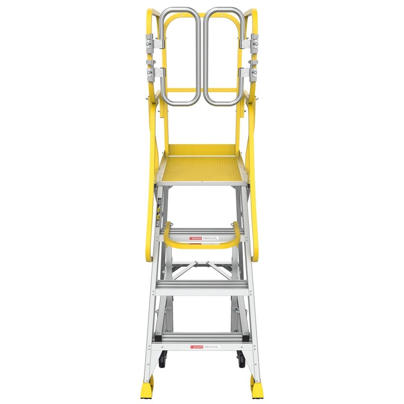 4 Step 375lbs Aluminum Rolling Platform Ladder gallery