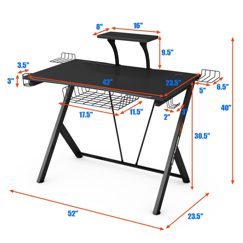 Gaming Desk Computer Desk PC Table Workstation with Headphone Hook & Cup Holder gallery