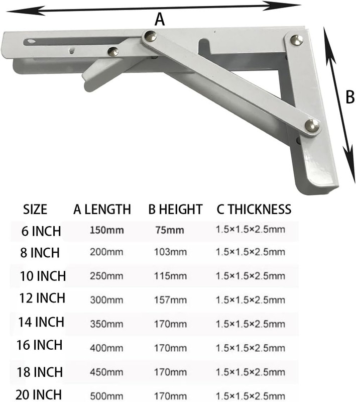 White Folding Shelf Brackets Max. Load 220 Lb, Heavy Duty DIY Wall Mounted Shelf gallery