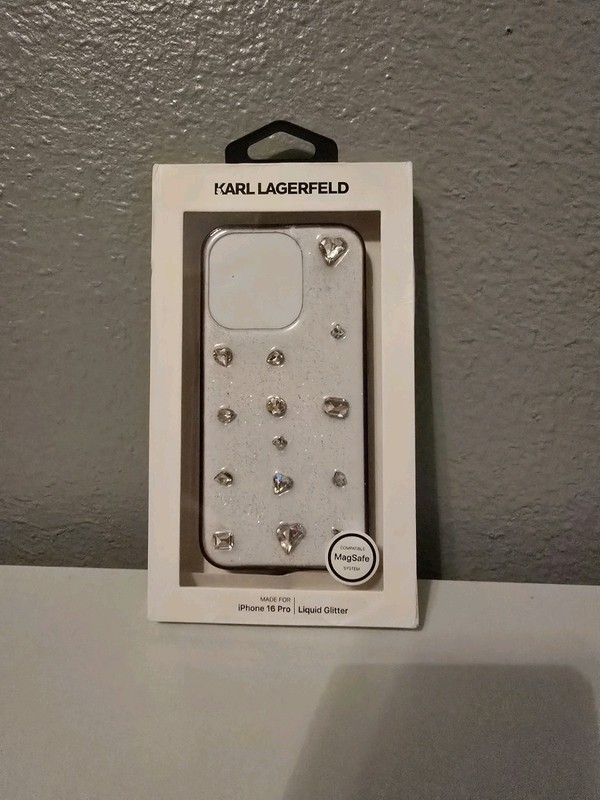 Karl Lagerfeld iPhone 16 Pro Liquid Glitter Phone Case White.