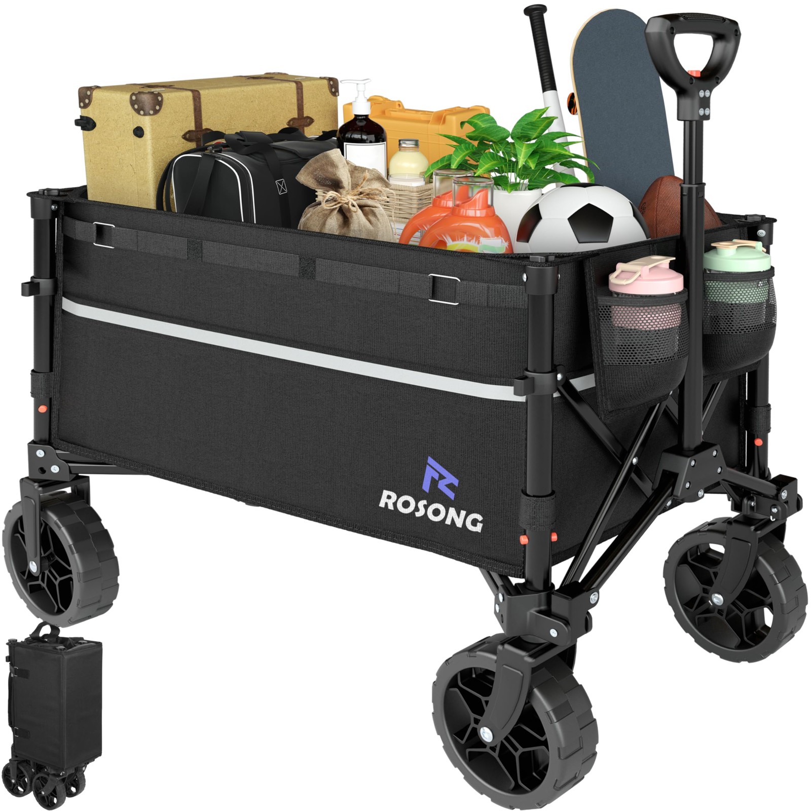 ROSONG Collapsible Wagon Cart with Wheels Foldable Folding Utility Heavy Duty gallery