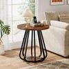 Small Round End Table for Living Room, 2-Tier Wooden Side Table with Metal Frame gallery