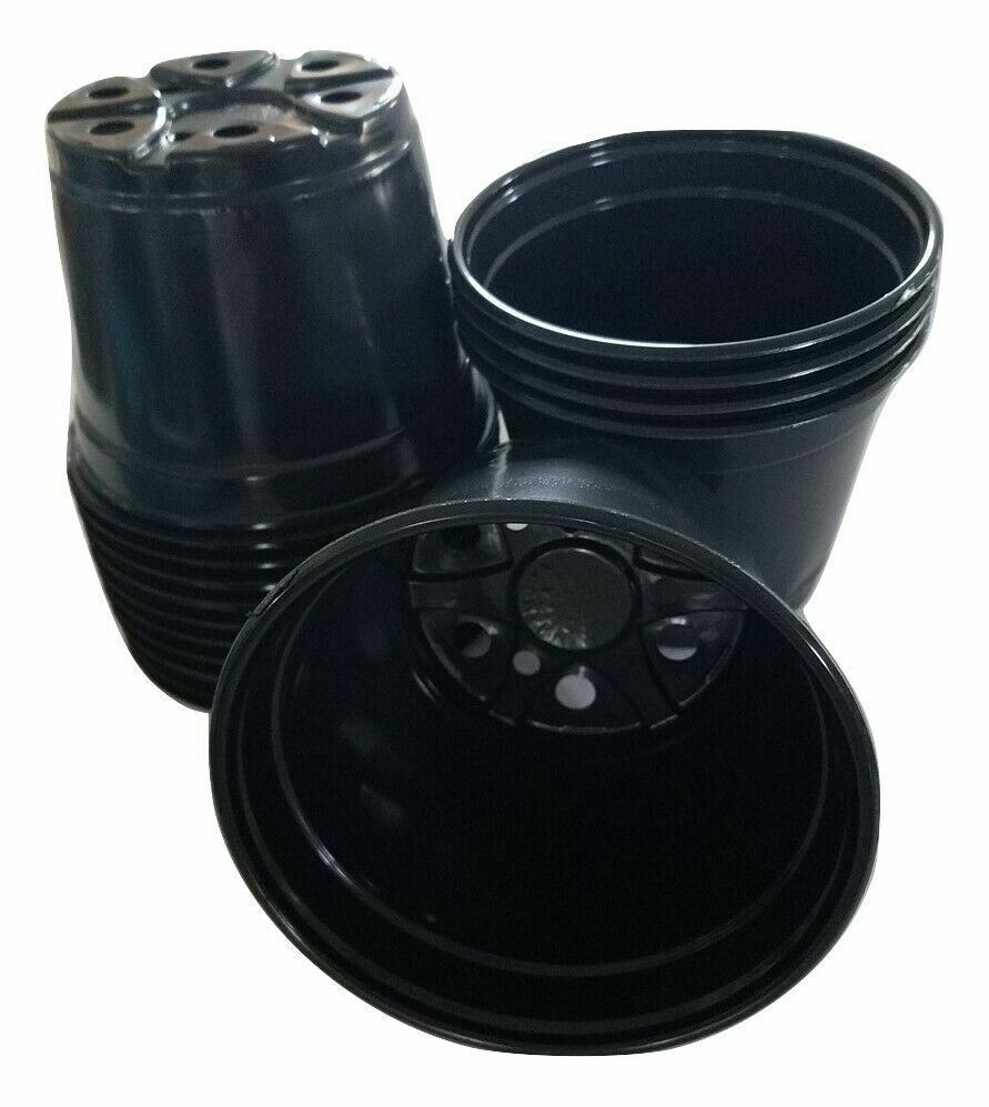 6 inch Round Black Plastic Pots - SET OF 15 - (6" x 4.4") flower pot Nursery gallery