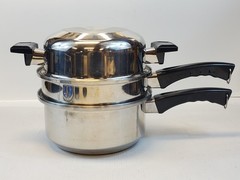 Kitchen Craft West Bend 3-4 QT Steamer Sauce Pan Insert Dome Lid 3 Piece Set