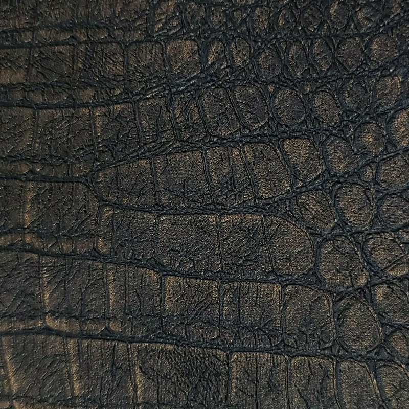 Crocodile Vinyl Black Copper Metallic Textured Wallpaper modern wallcoverings 3D gallery