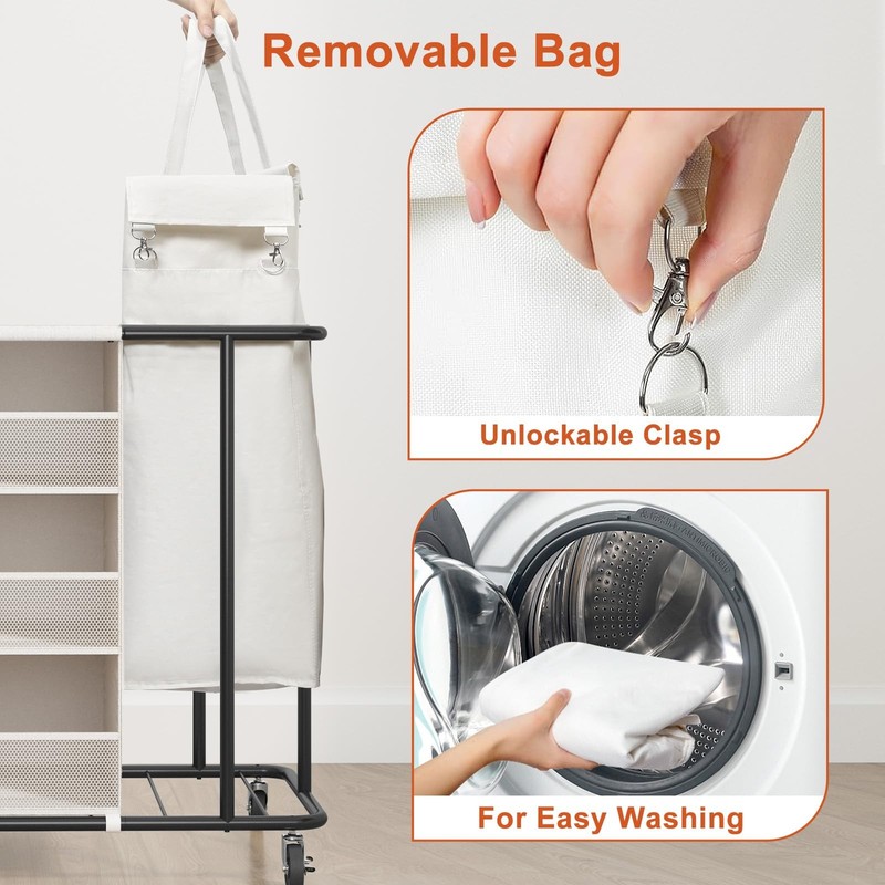 Laundry Sorter 2 Section 200L Rolling Laundry Hamper with Hanging and Removab... gallery