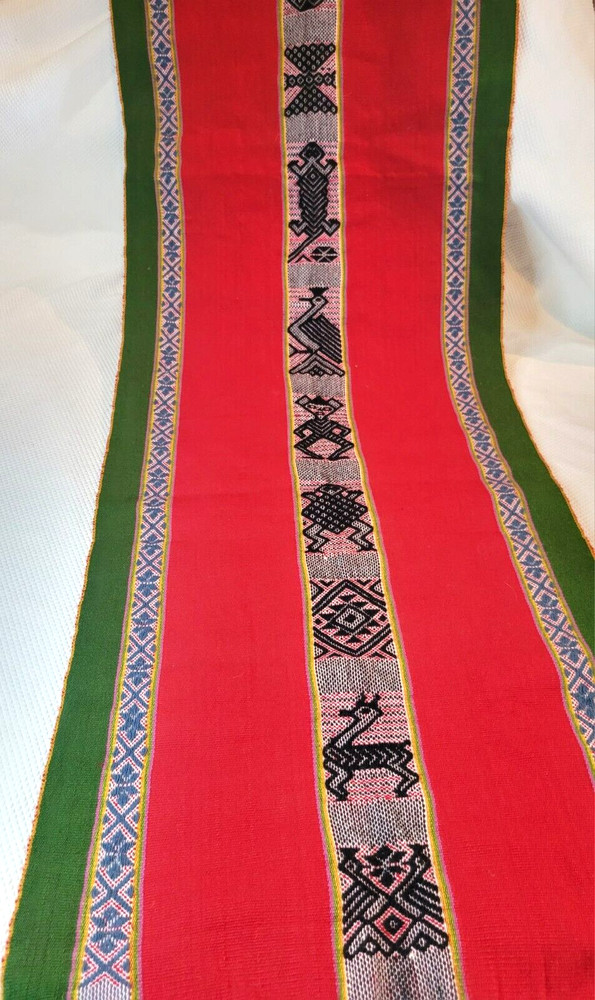 Peruvian Alpaca Wool Table Runner Andean Handwoven Traditional 68" x18"