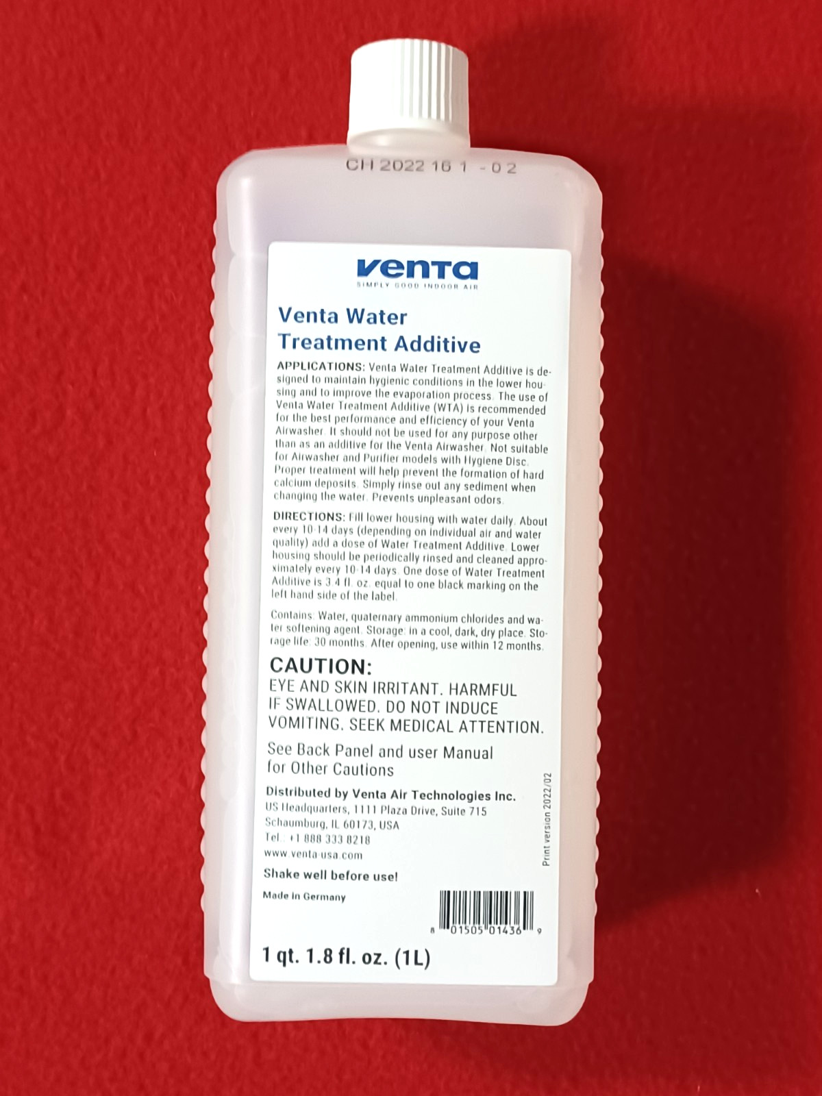 VENTA Airwasher Water Treatment Additive 1qt 1.8 oz 1L New Open Box gallery
