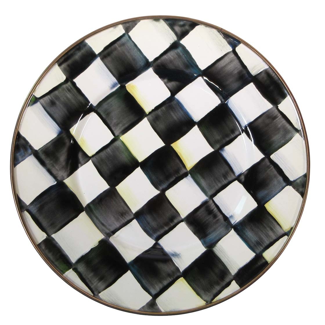 MacKenzie Childs Courtly Check Enamel Salad Dessert Plates 8 Inches Lot of 4 gallery
