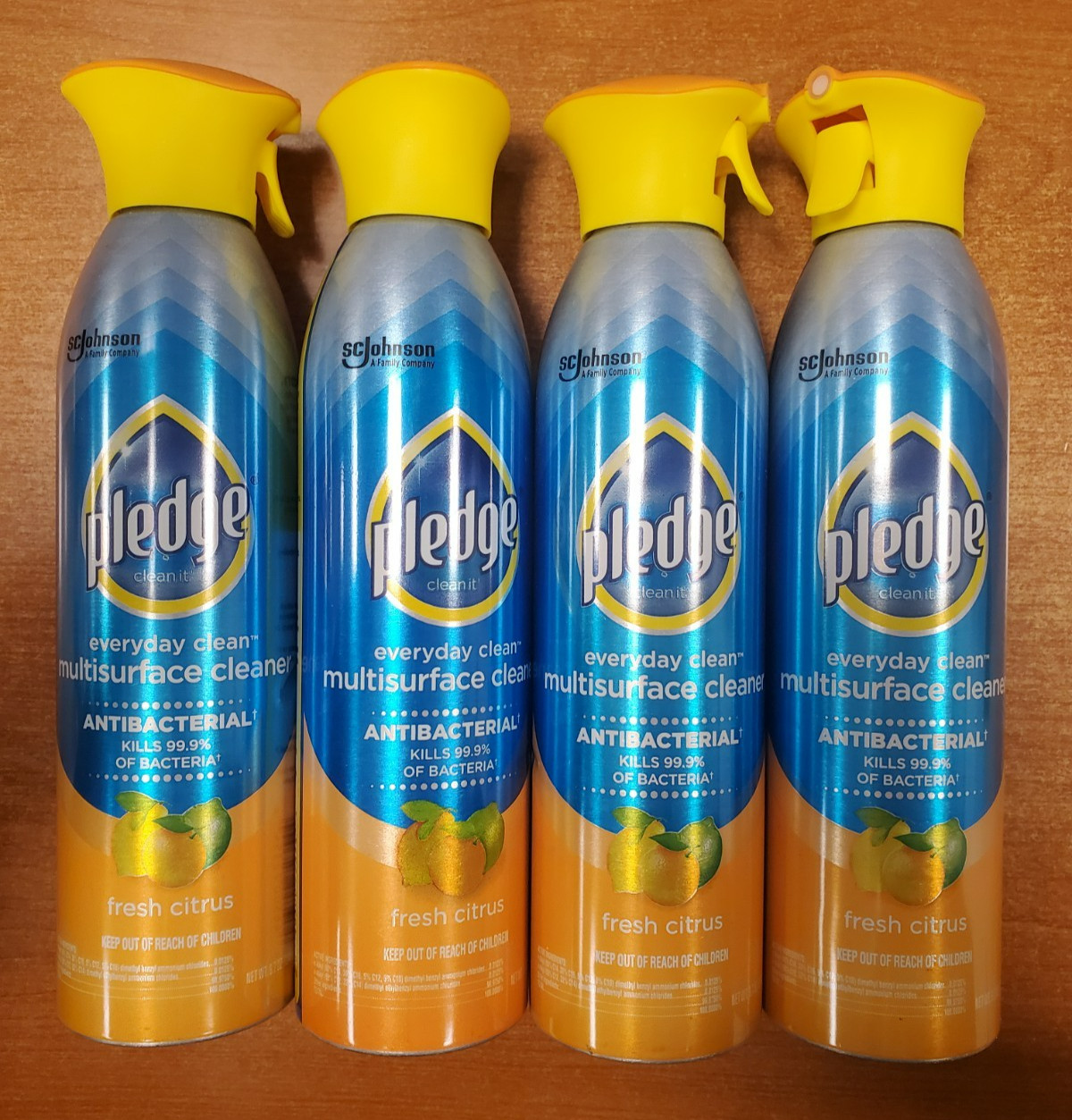 4 Cans: Pledge Antibacterial Multi Surface Cleaner CITRUS 9.7 oz ea (3544) E2E gallery