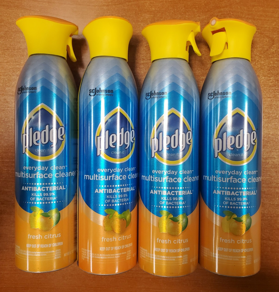 4 Cans: Pledge Antibacterial Multi Surface Cleaner CITRUS 9.7 oz ea (3544) E2E
