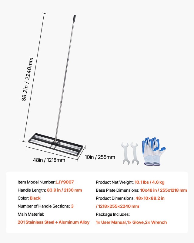 Updated Lawn Leveling Rake with Roller, 48'' x 10" Stainless Steel Lawn Leveler gallery