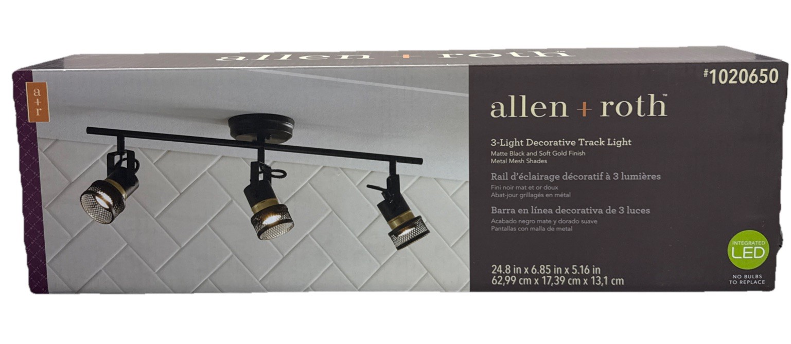 Allen + Roth 3-Light 24" Matte Black/Soft Gold Dimmable Track Bar Light {C6} gallery
