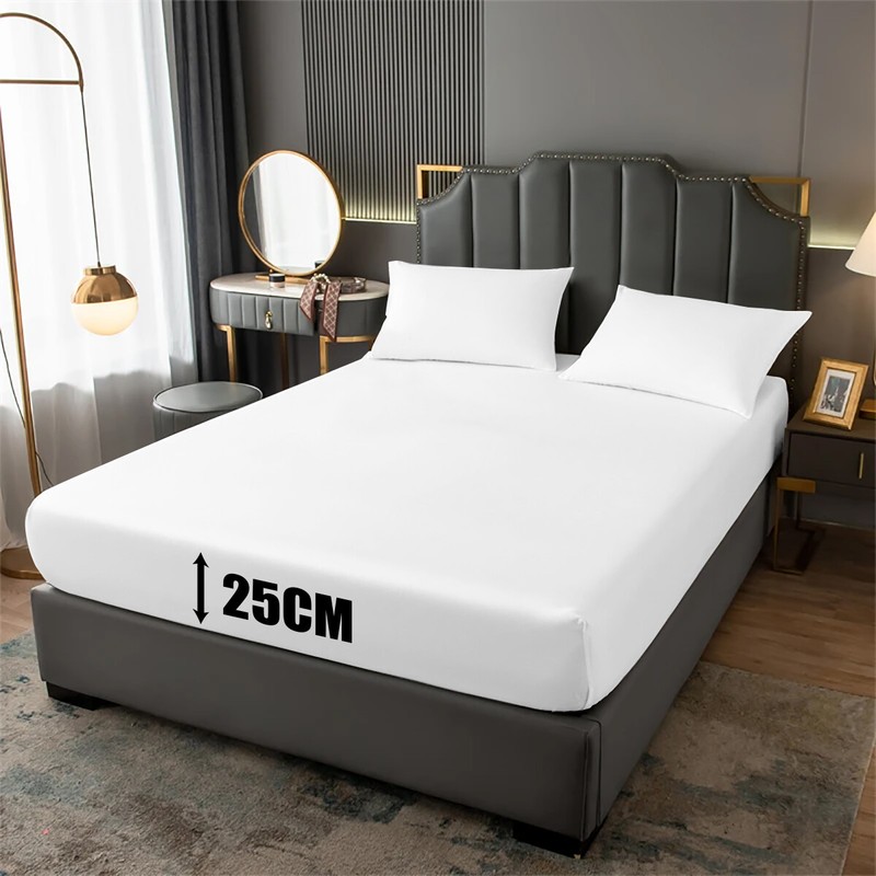 Extra Deep 25cm Full Fitted Sheet Bed Sheets Single Double King Size Pillowcases gallery