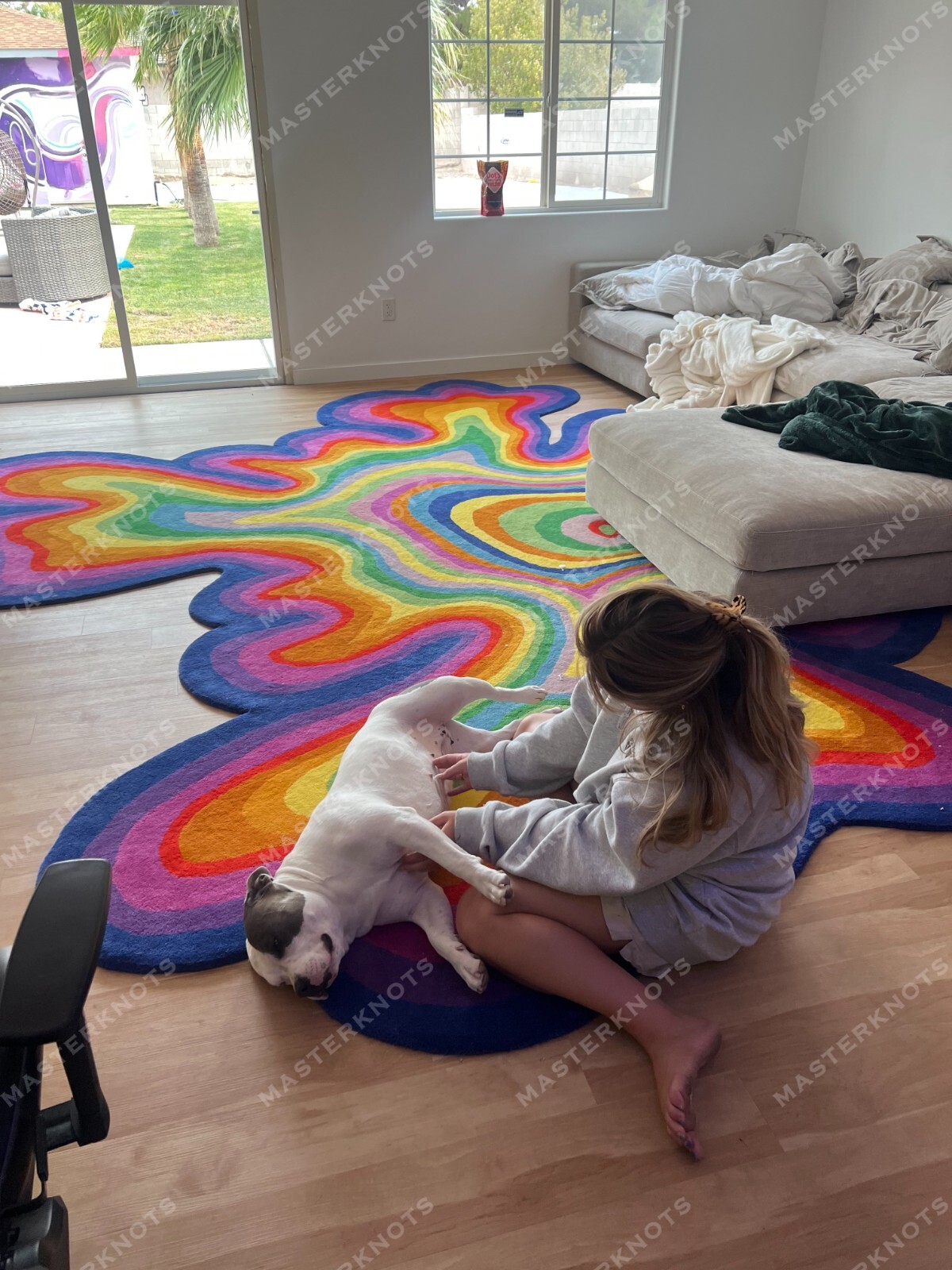 Psychedelic Irregular Shaped Tufted Custom Wool Area Rug For Gifting, Kids Room gallery