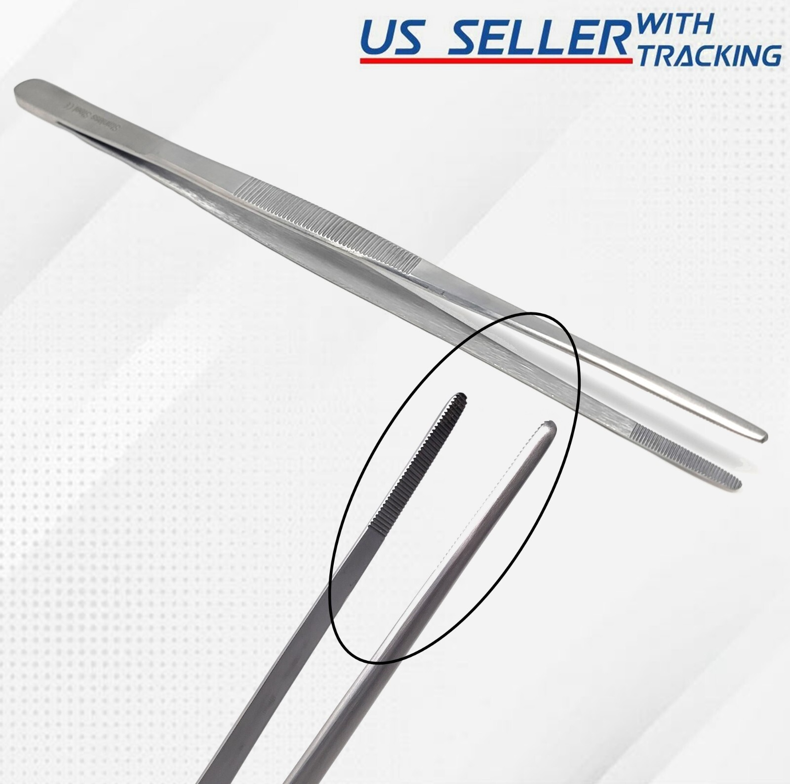 2 Pcs Kitchen Tweezer 12″ Straight & Round Set Long Food Tongs Chef DIY German G gallery