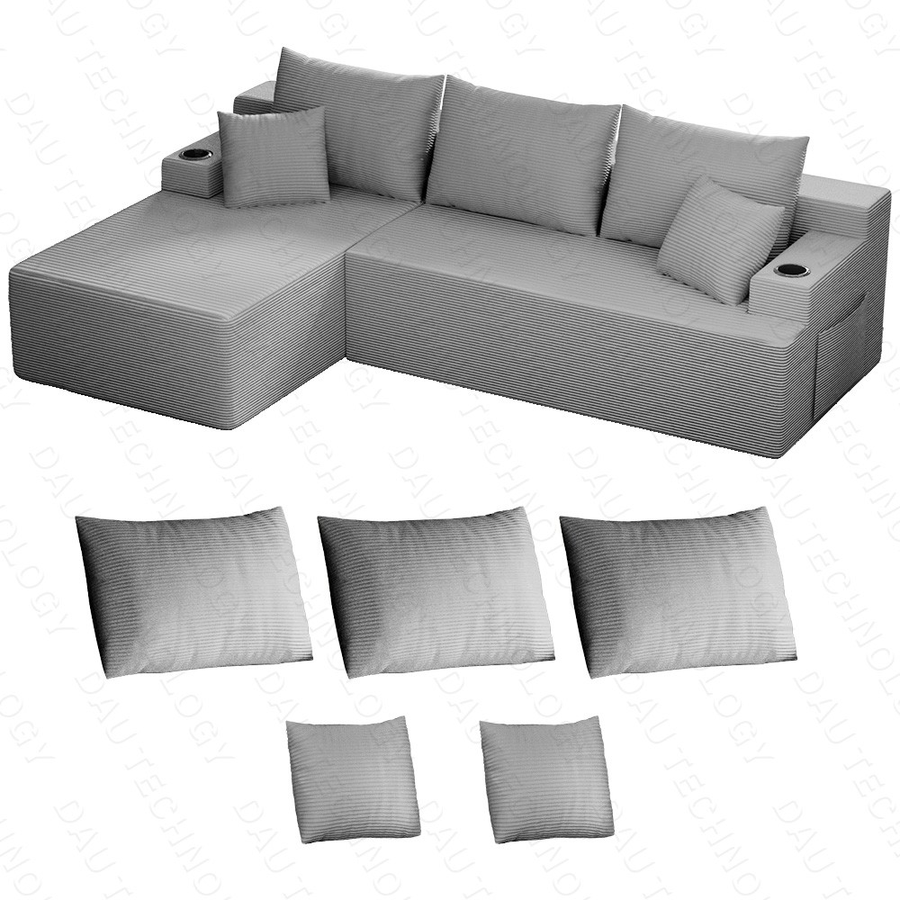 107" Modular Sectional Cloud Couch with Ottoman,Oversized Boneless Couch 2-piece gallery