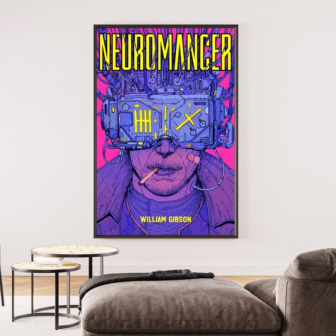 Neuromancer William Gibson Cyberpunk Poster Cyber Goggles Pink Wall Decor Print gallery