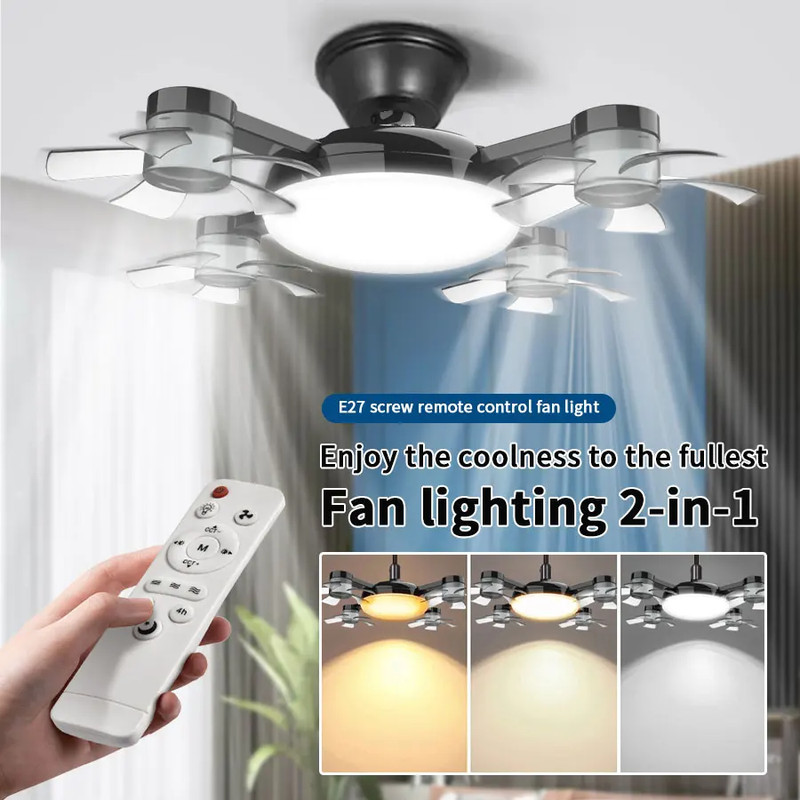 Fan Light 2-In-1 Drone Design Ceiling Fan Light 60W with Remote Control for Entr gallery