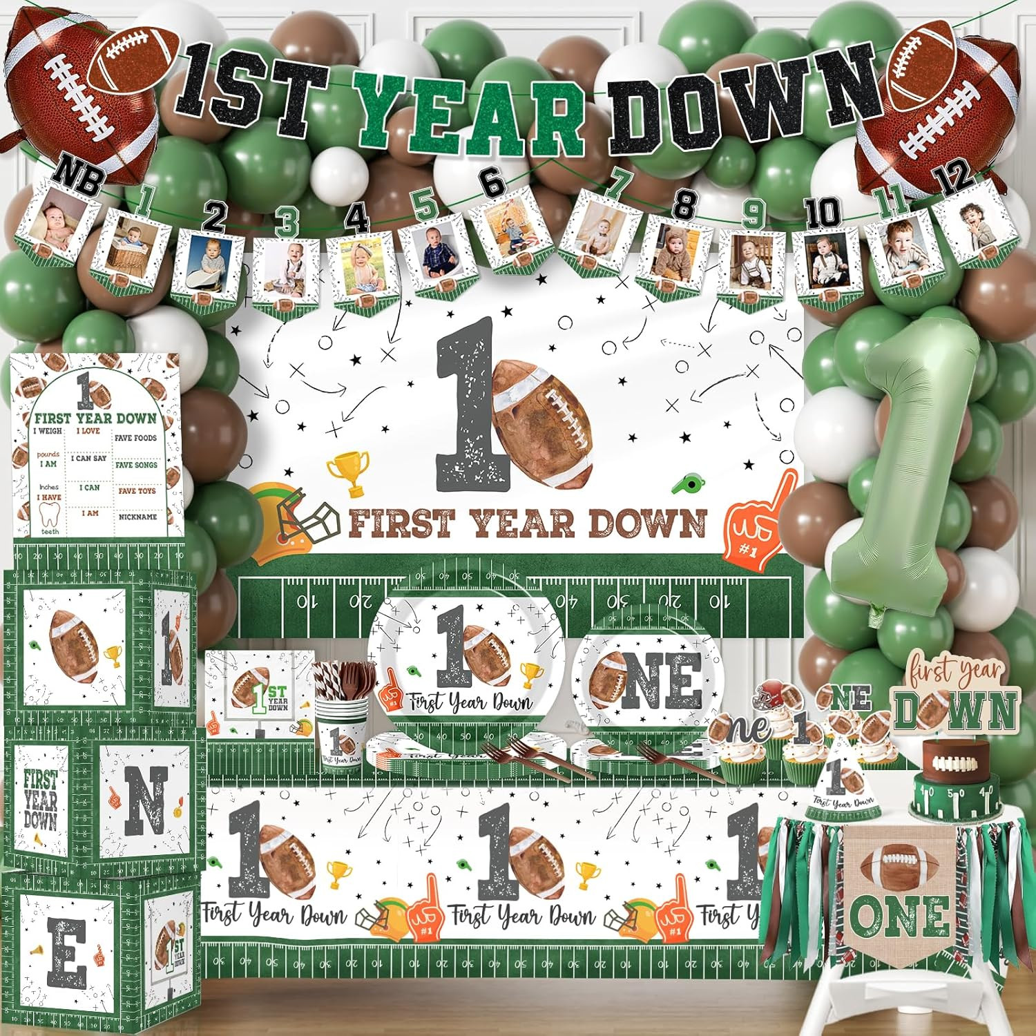 First Year down Birthday Party Decorations, All-In-1 Football First Birthday Dec gallery