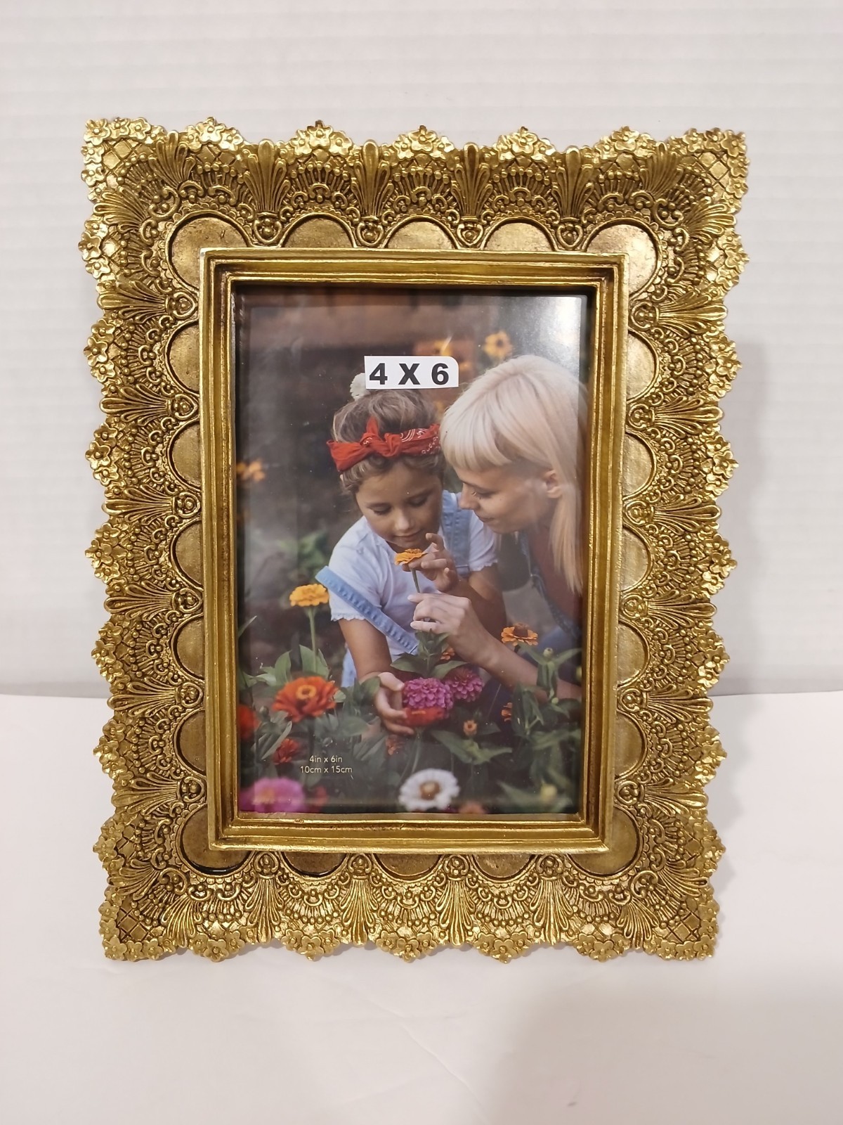 4x6 Ornate Gold Tone Picture Frame Tabletop & Wall Mount Vintage Style New gallery