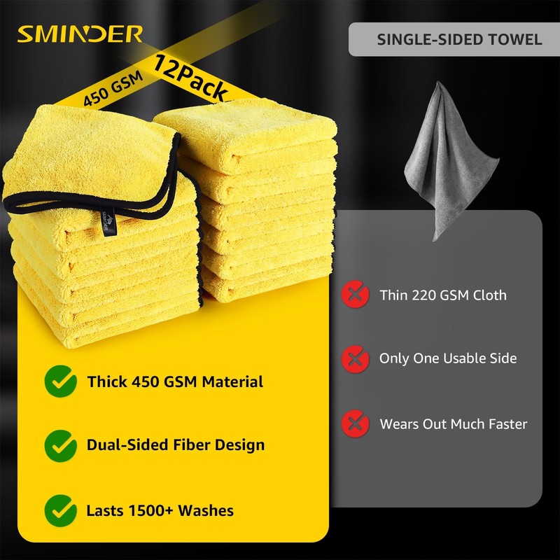 12-Pack Microfiber Cleaning Cloth, Car Drying Towels Car Detailing– XL Microf... gallery