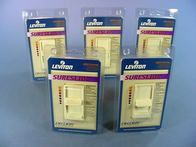 5 Leviton Almond Decora LIGHTED 3-Way Preset Slide Dimmer INCANDESCENT 6633-PA gallery
