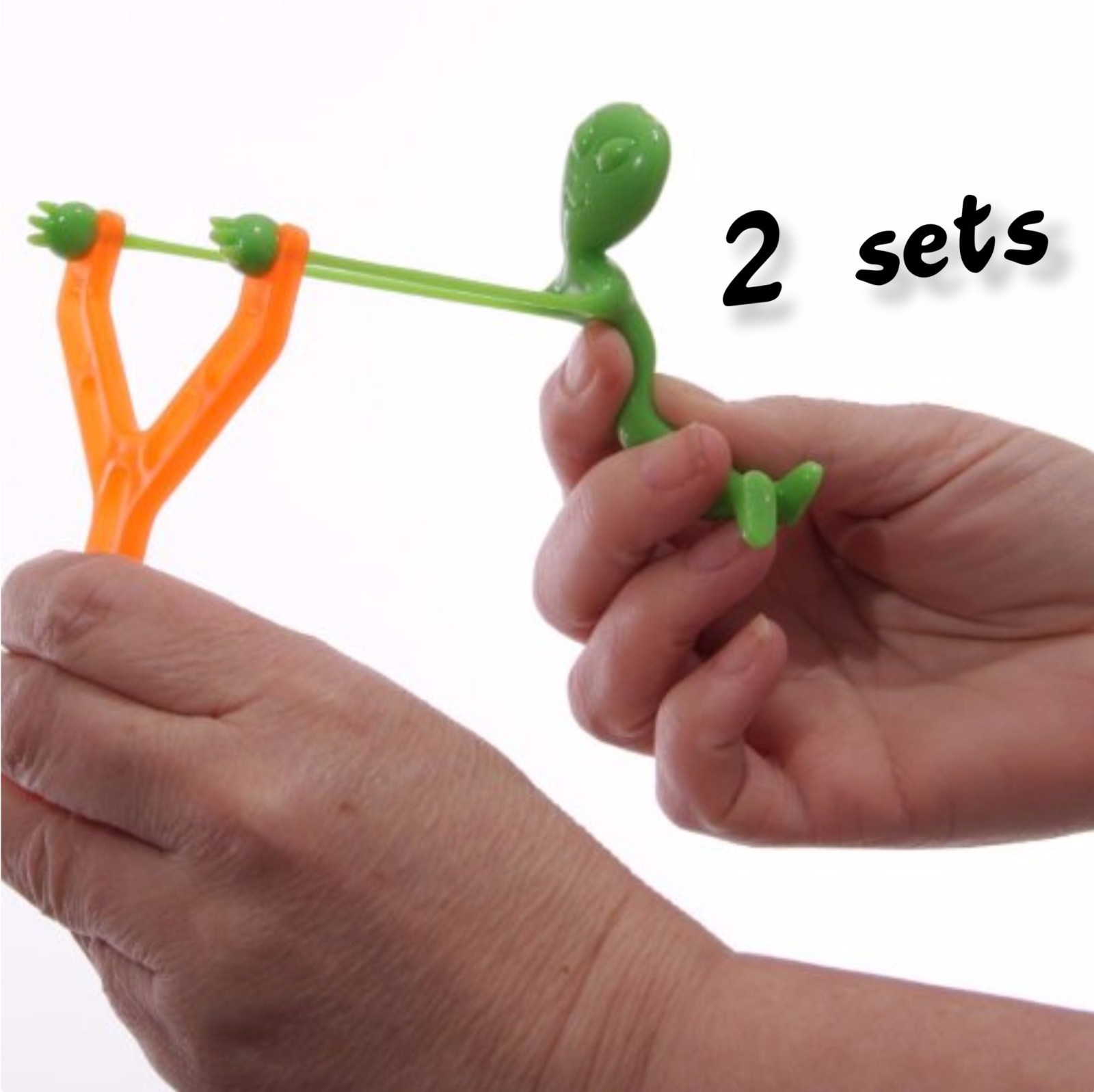 2 TOTAL 2pk's ALIEN UFO SLINGSHOT - Novelty GaG Toy Party Favor Bag Filler Toy gallery