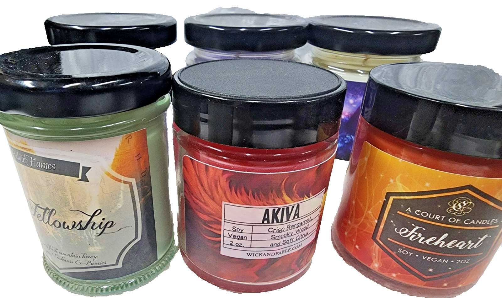 7 Scented Handmade Candles ~ 8, 4 & 2 oz Jars ~ A Court of Candles~ Book & Glow~ gallery