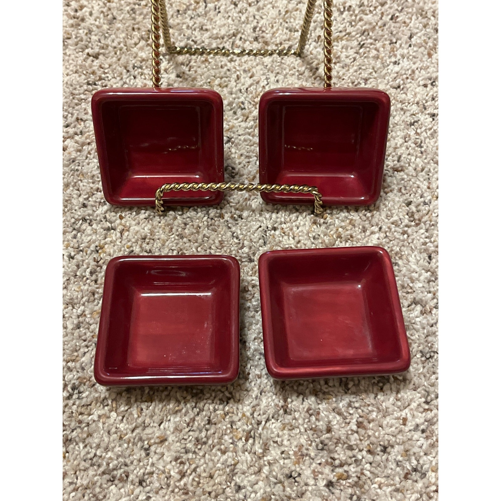 Pampered Chef Simple Additions Petite Squares Cranberry Dip Bowls gallery