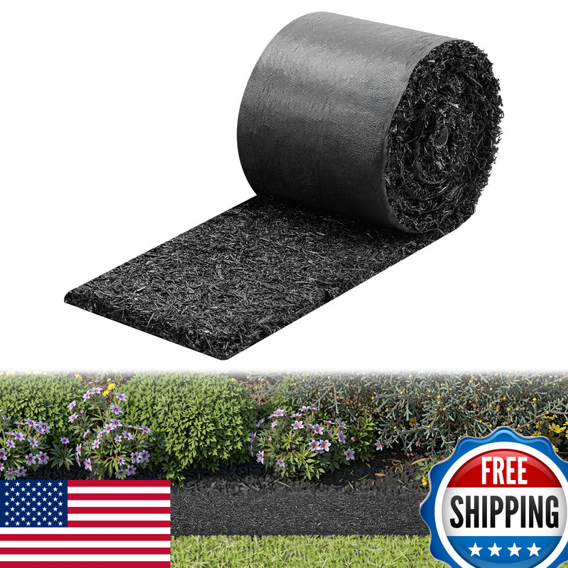 Vevor Rubber Mulch Mat Roll 140 X 4.5 In Recycled Rubber Permanent Mulch Edging gallery