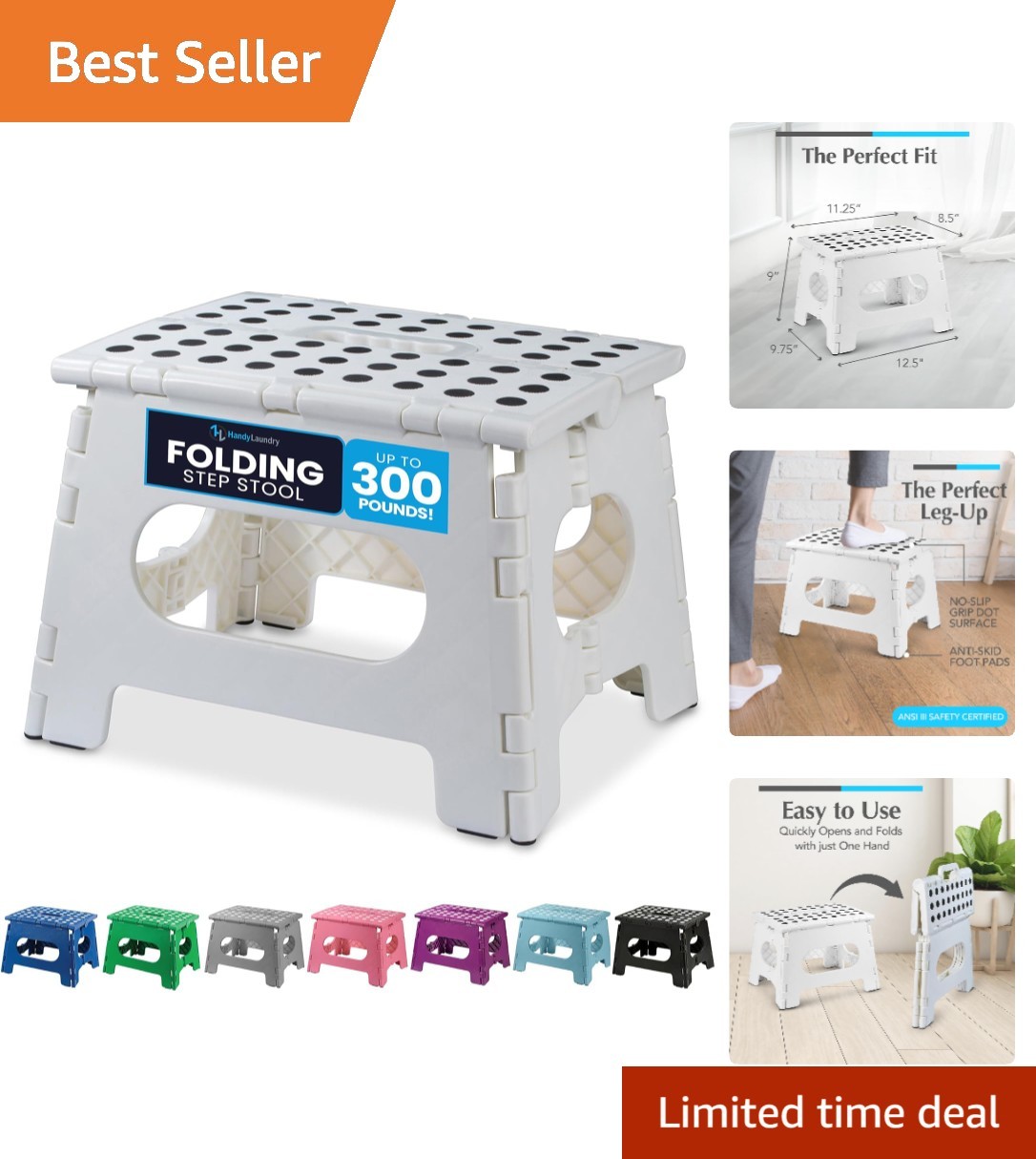 Compact Heavy-Duty Step Stool - 9 Inch Folding Design, Great for Kids & Adults gallery