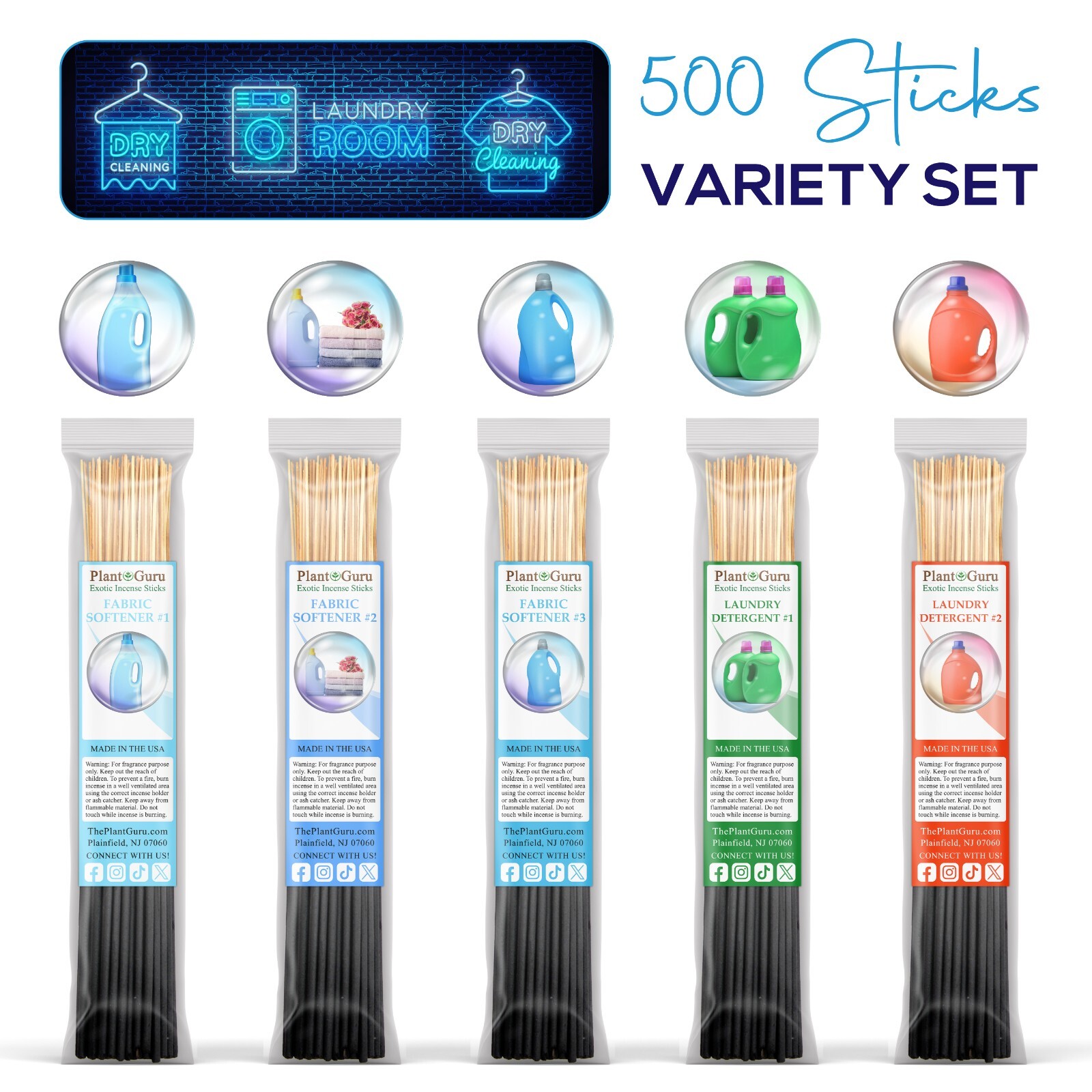 LAUNDRY ROOM Incense Sticks 11" Variety Pack Bulk 500 Wholesale Set Hand Dipped gallery