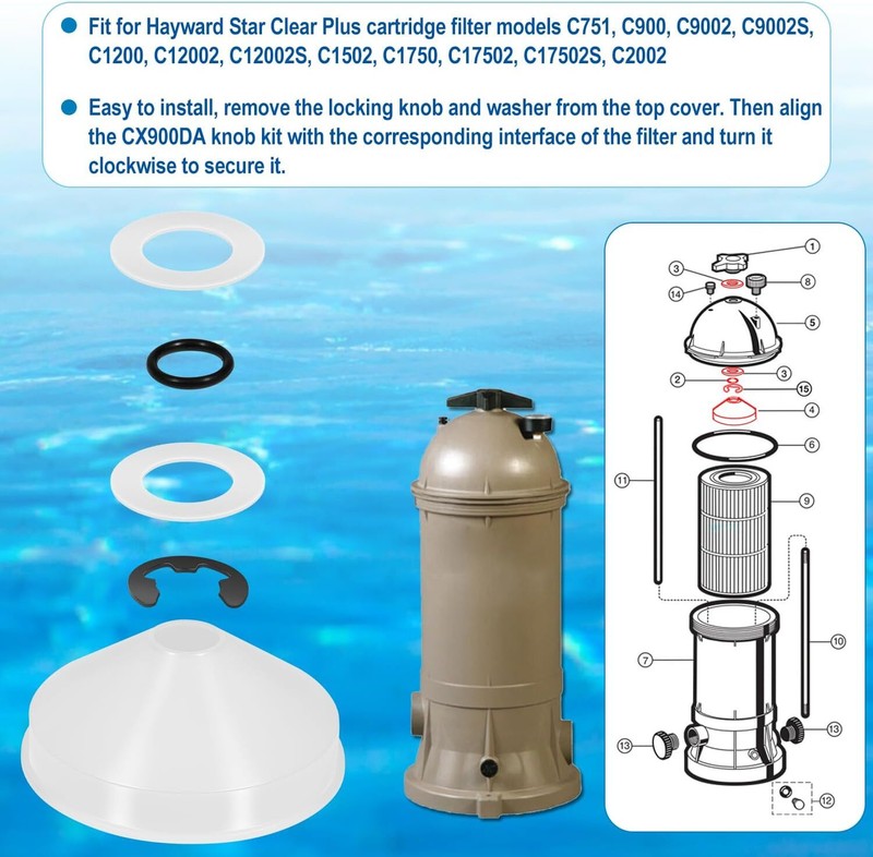 CX900DA Knob Kit For Hayward Star Clear Plus Cartridge Filter C751 C900 C1200 gallery