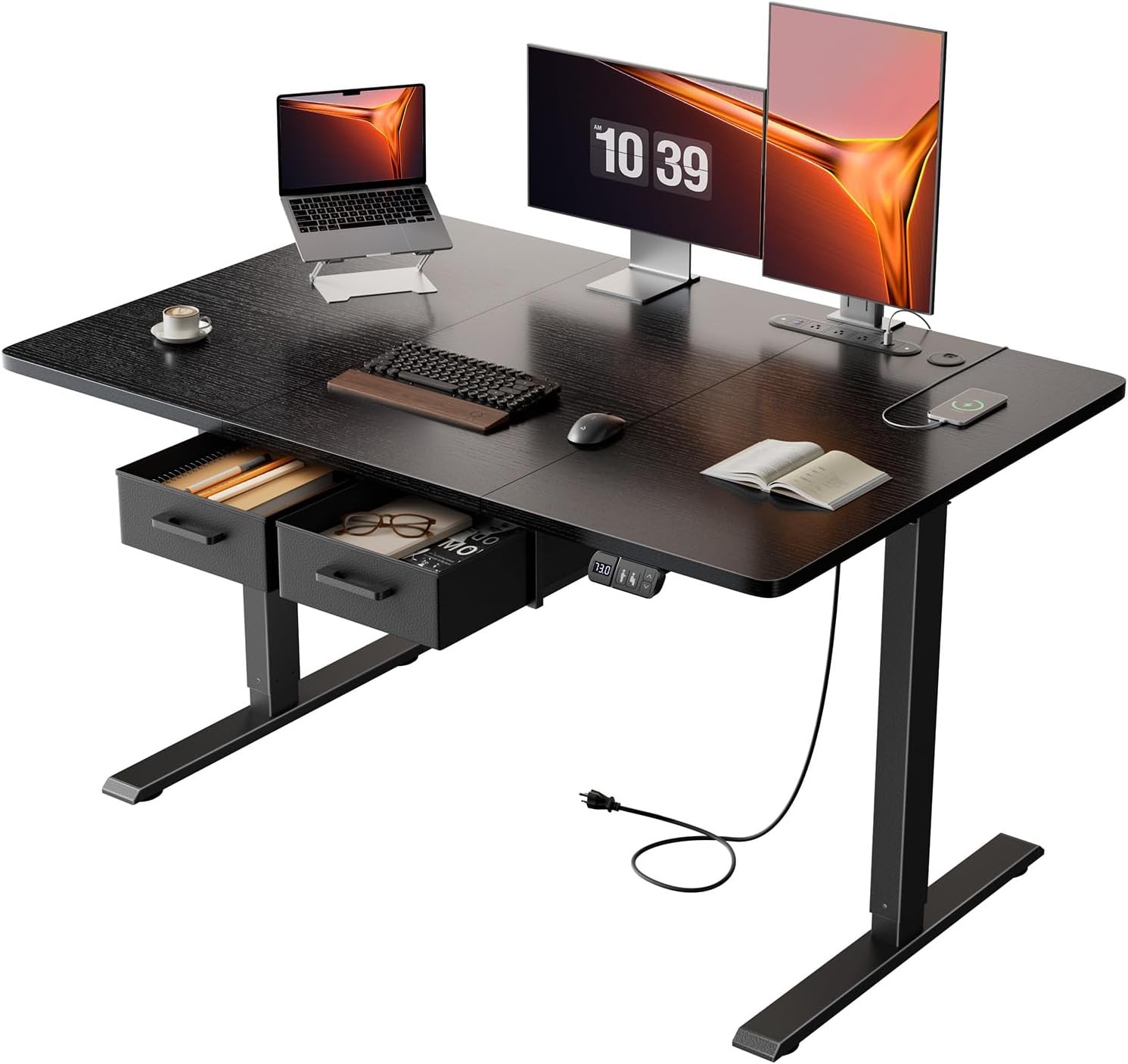Electric Standing Desk with Drawers , Stand Up Desk with Outlet, Adjustable Desk gallery