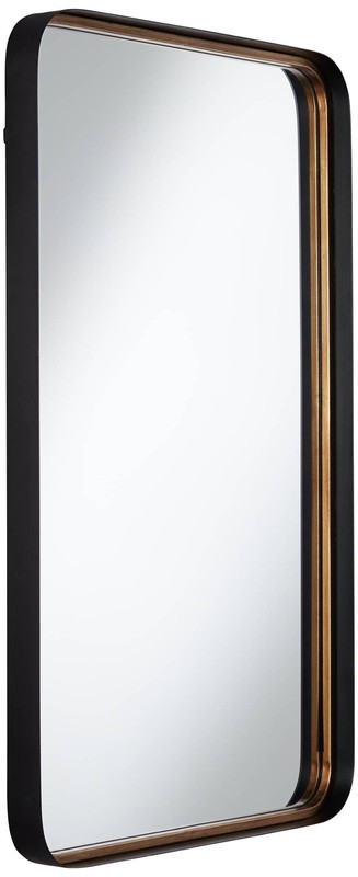 Andi Rectangular Vanity Wall Mirror Modern Beveled Gold Black Frame 24" Wide gallery