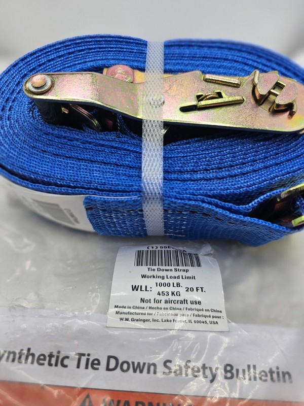 Grainger 55ET60 Tie Down Strap Ratchet E-Track 2 in Wd, 1,000 lb WLL 20 ft Lg gallery