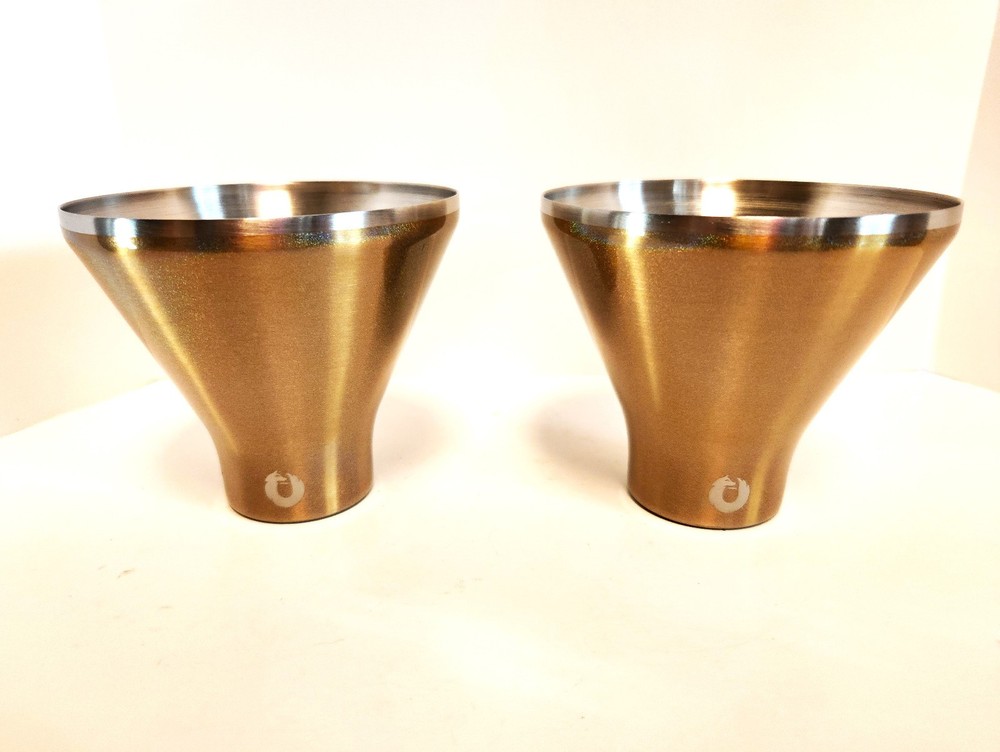 (2) Shimmer Gold Snowfox Vacuum Insulated Stainless Steel Martini Glasses