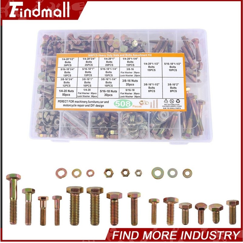 Nuts Sets 508 Pcs Grade 8 Hex Bolt Washer/Nut 10-1/2" X 7" X 1-3/4" gallery