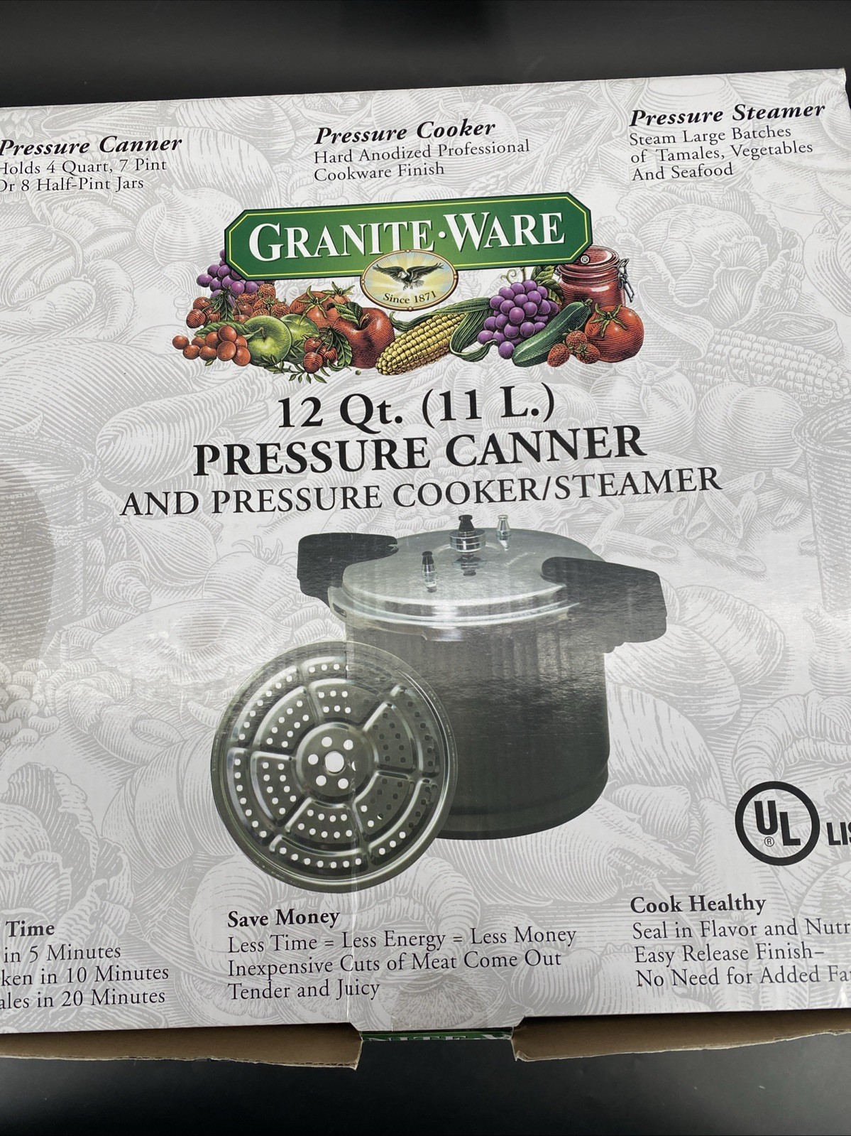 12 Qt. Granite Ware Pressure Canner / Cooker / Steamer w/ Trivet & Original Box gallery
