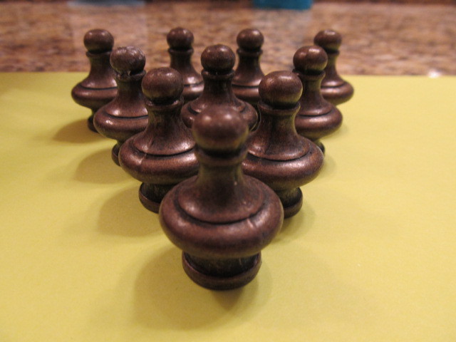 10 pcs NEW OLD STOCK - LAMP FINIALS - PAWN CHESS PC LOOK - HEAVY THREADED METAL gallery
