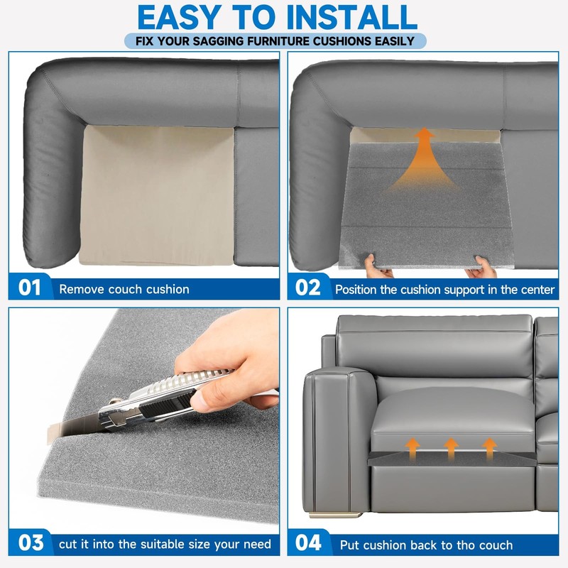 3 PCS Sofa Cushion Support Sagging Couch Trapezoid 40D Firm Foam Inserts Grey gallery
